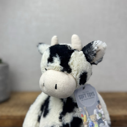 Jellycat Medium Bashful Cow Calf - Beanie Cow Spotty Black White Farm Plush 12"