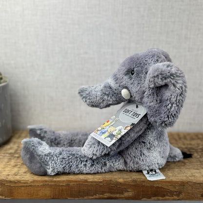 Jellycat Puddle Elephant - Blue/Grey Mix Elephant Super Soft Retired Medium 14"