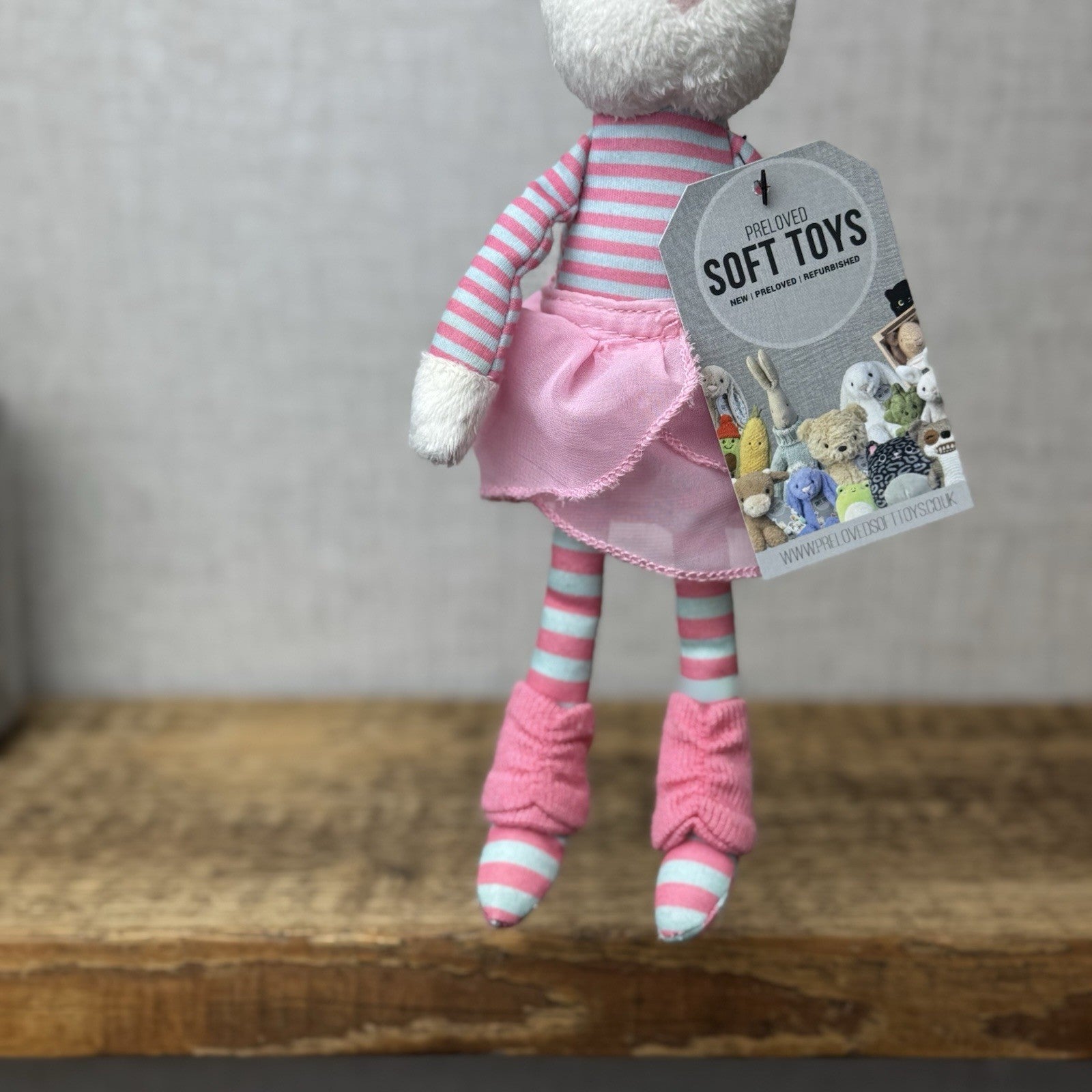 Jellycat Jazy Jiver Cream Bunny - Small Bunny Striped Ballerina Small Retired 8"