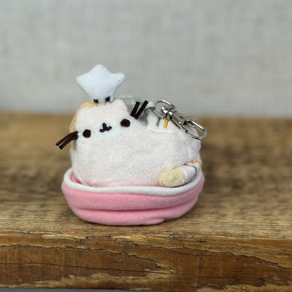 Gund Pusheen Cat - Places Cats Sits Keychain Series 3 - Baking Cat Pink Bowl