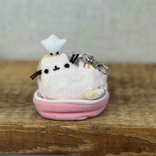 Gund Pusheen Cat - Places Cats Sits Keychain Series 3 - Baking Cat Pink Bowl