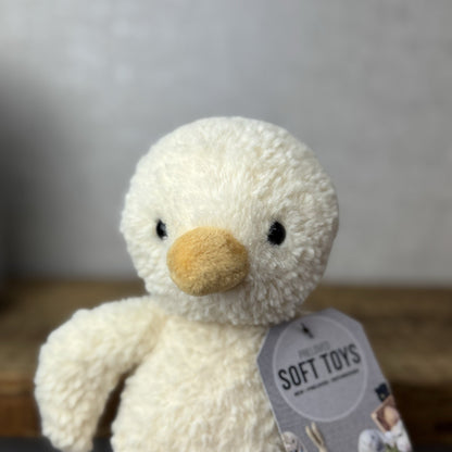 Jellycat Tumbletuft Duck - Small Pale Yellow Textured Duck Beanie Plush NWOT 8"