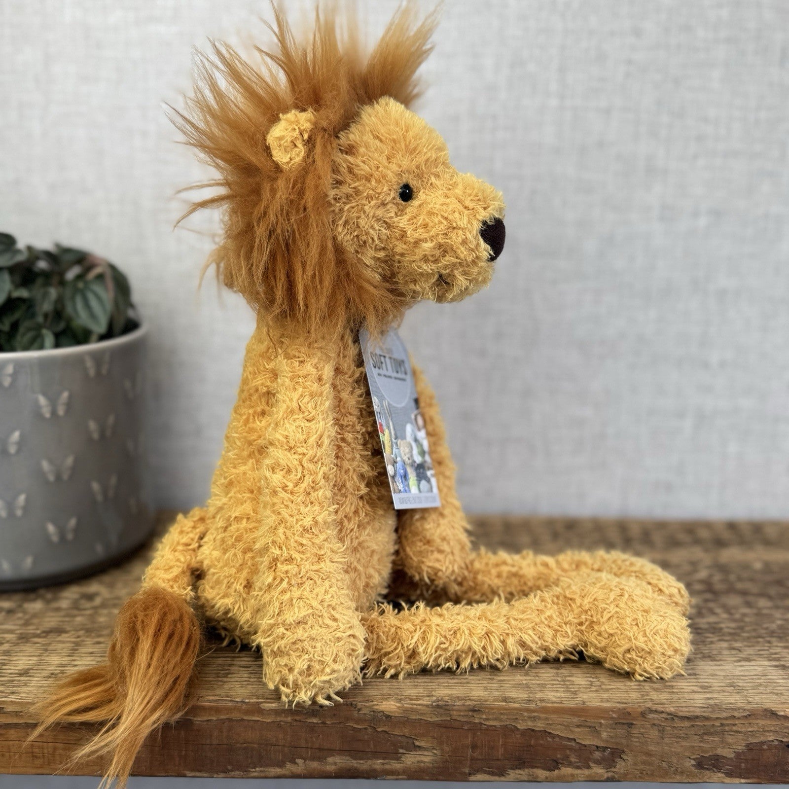 Jellycat Wild Thing Lion - Light Yellow Curly Long Legs Wild Cat Beanie Plush