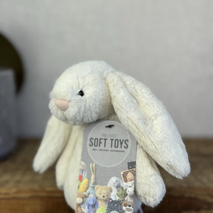 Jellycat Small Bashful Cream Bunny - Off White Rabbit Beanie Plush Toy 8”