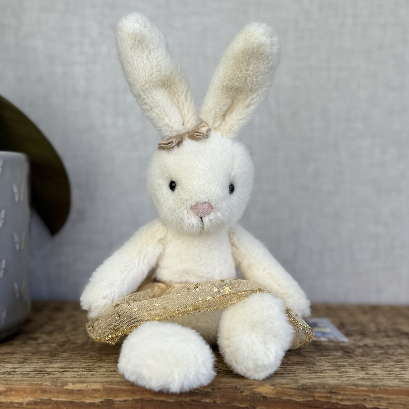 Jellycat Glistening Belle Cream Bunny Ballet Gold Tutu Ballerina - Retired 10”