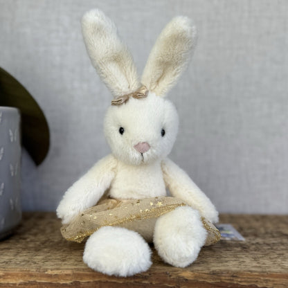 Jellycat Glistening Belle Cream Bunny Ballet Gold Tutu Ballerina - Retired 10”