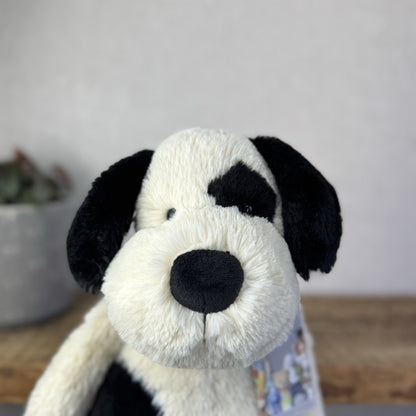 Jellycat Large Bashful Black/cream Puppy Dog - Large Dog Plush Retired Rare 16”