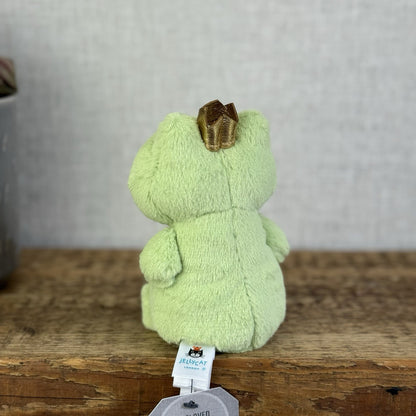 Jellycat Crowning Croaker Green Frog - Small Mini Beanie Frog In Crown Plush