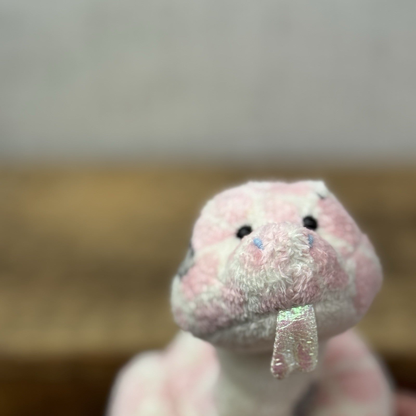 Blue Nose Friends Twist Pink/White Snake Miniature Beanie #111 Retired