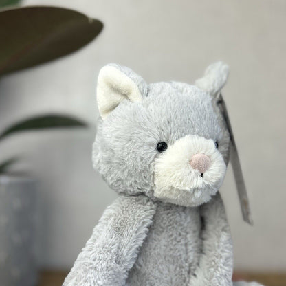 Jellycat Soppy Kitten - Small Grey Beanie Cat Retired - Sitting Cat 7"
