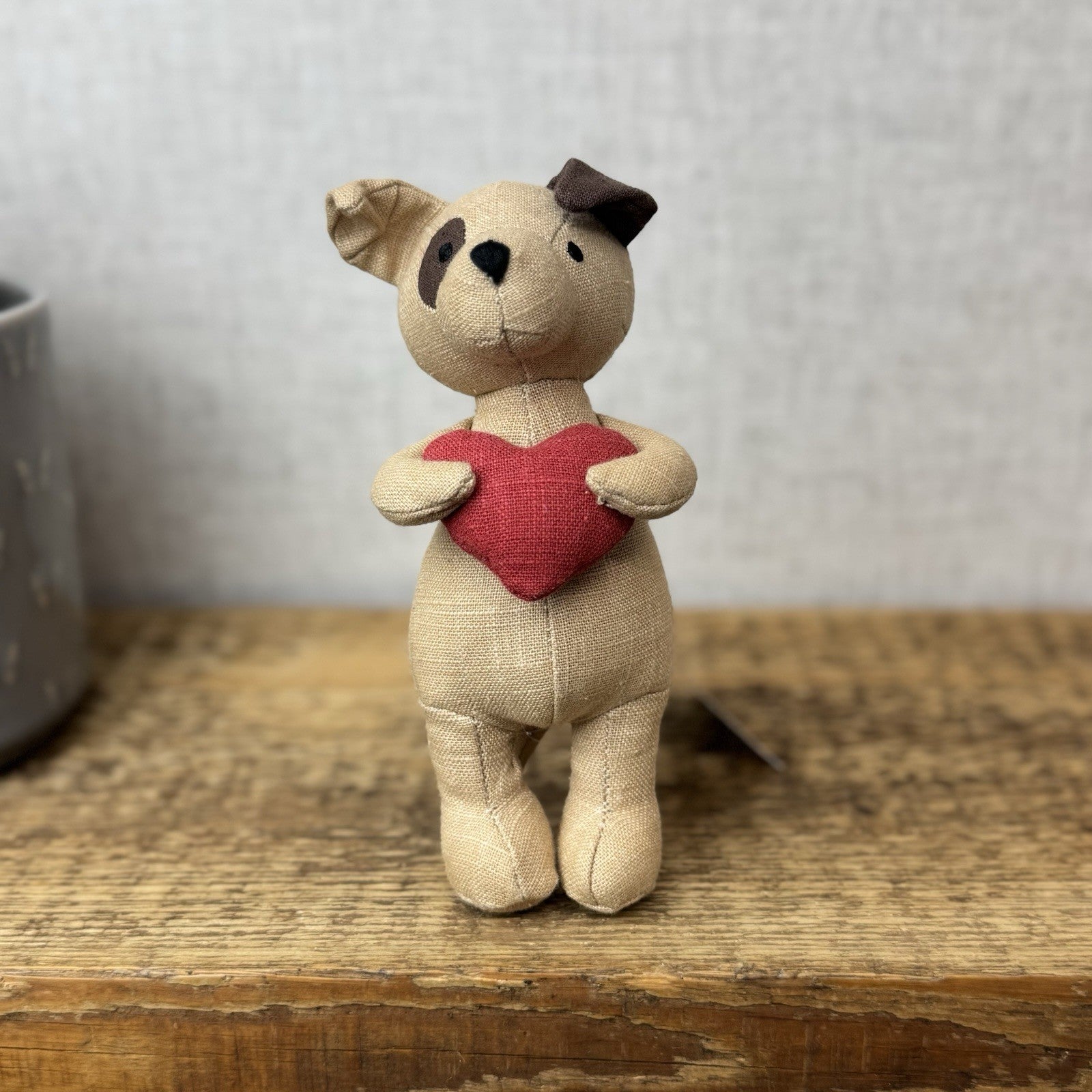 Jellycat Mini Messenger Puppy Dog - Dog Holding Heart Mini Linen Pup Retired 8"