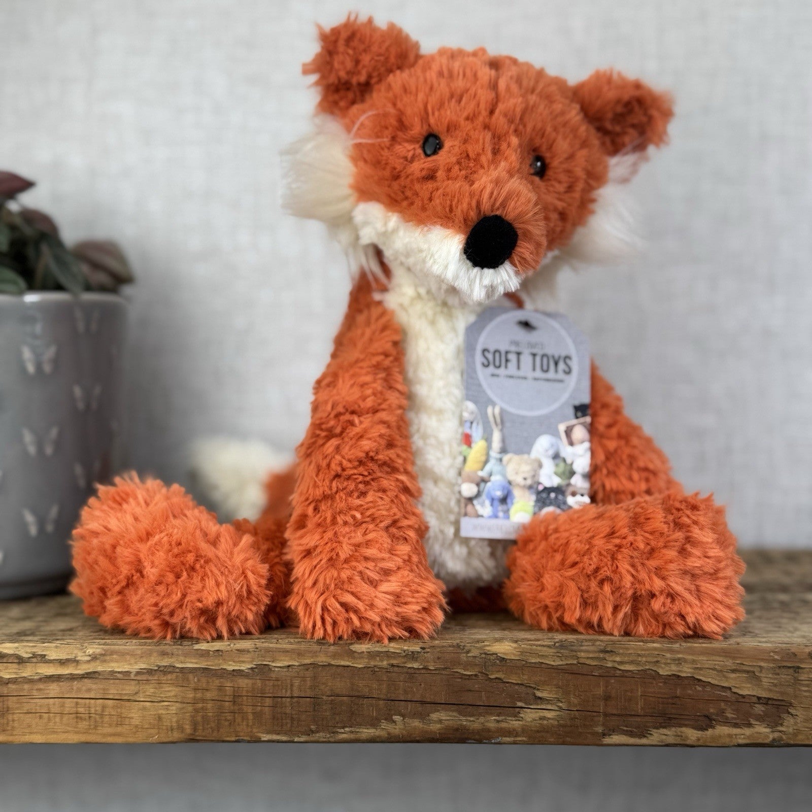 Jellycat Crumble Fox Orange Soft Plush Toy - Textured Red Fox Beanie Plush 12"