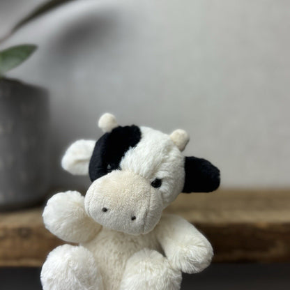 Jellycat Poppet Cow/calf - Cream Black Cow Tiny Pocket Pal Retired 5”