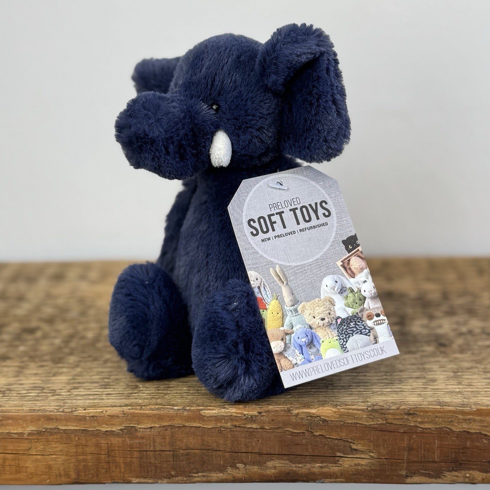 Jellycat Small Bashful Navy Elephant - Small Dark Blue Retired Elephant 8"