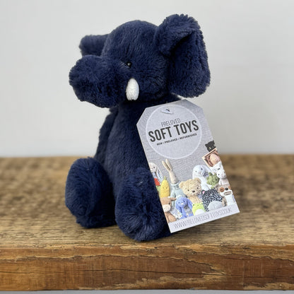 Jellycat Small Bashful Navy Elephant - Small Dark Blue Retired Elephant 8"