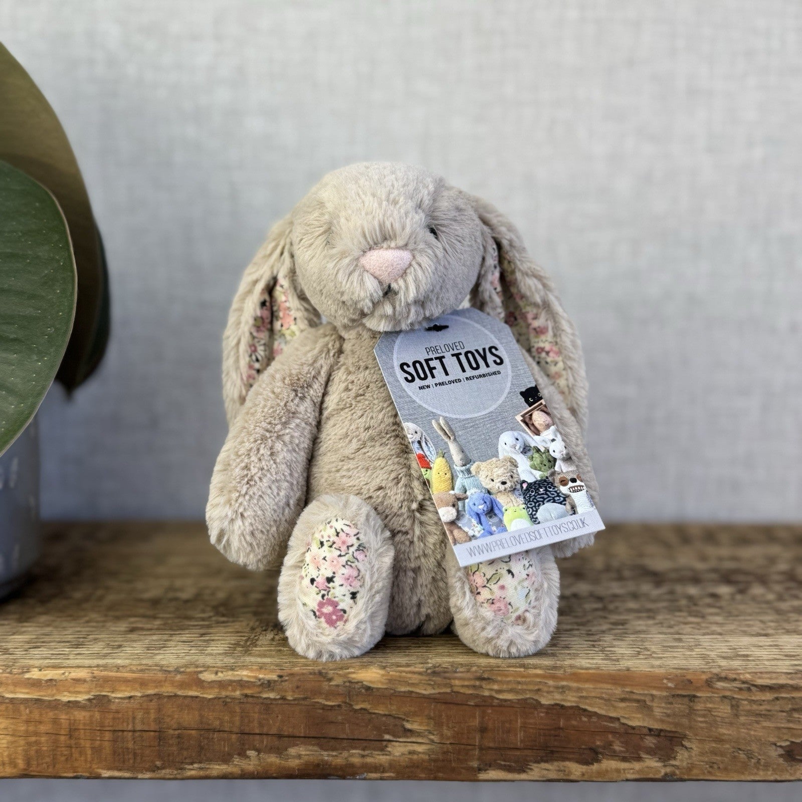 Jellycat Small Bea Beige Blossom Bashful Bunny - Floral Ears & Feet Neutral 8”