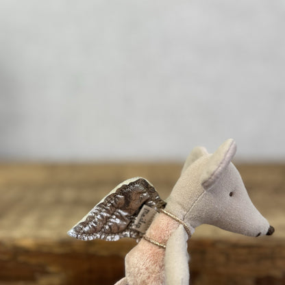 Maileg Fairy Mouse - Natural - Gold Winged Maileg Mouse Fluffy Tummy Retired