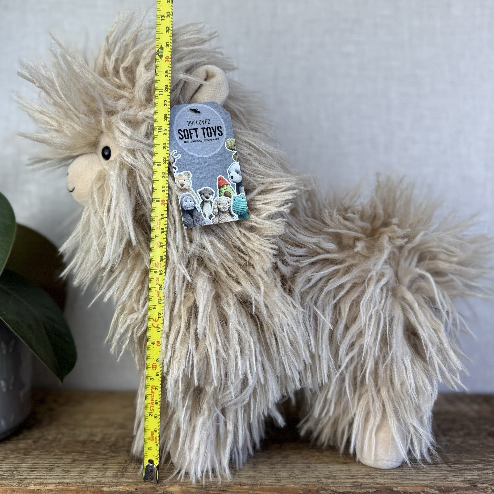 Jellycat Luscious llama - Large Beige Fluffy Llama Beanie Soft Toy Retired 12”