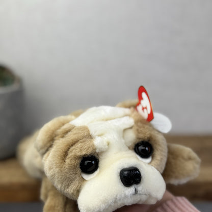 Ty Classic Beanie Buddies Churchill Bulldog Puppy Dog - Wrinkly Dog Pristine New