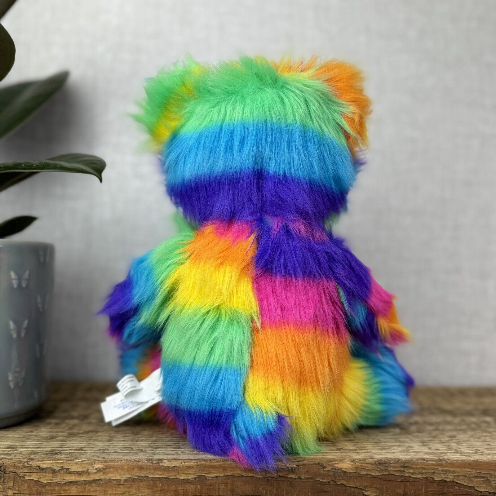 BAB Build A Bear Lisa Frank Shaggy Rainbow Bear - Fluffy Rainbow BAB Rare 10"