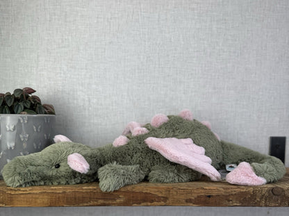 Jellycat Malachy Dragon - Green / Pink Plush Large Jellycat Dragon NWOT 18"