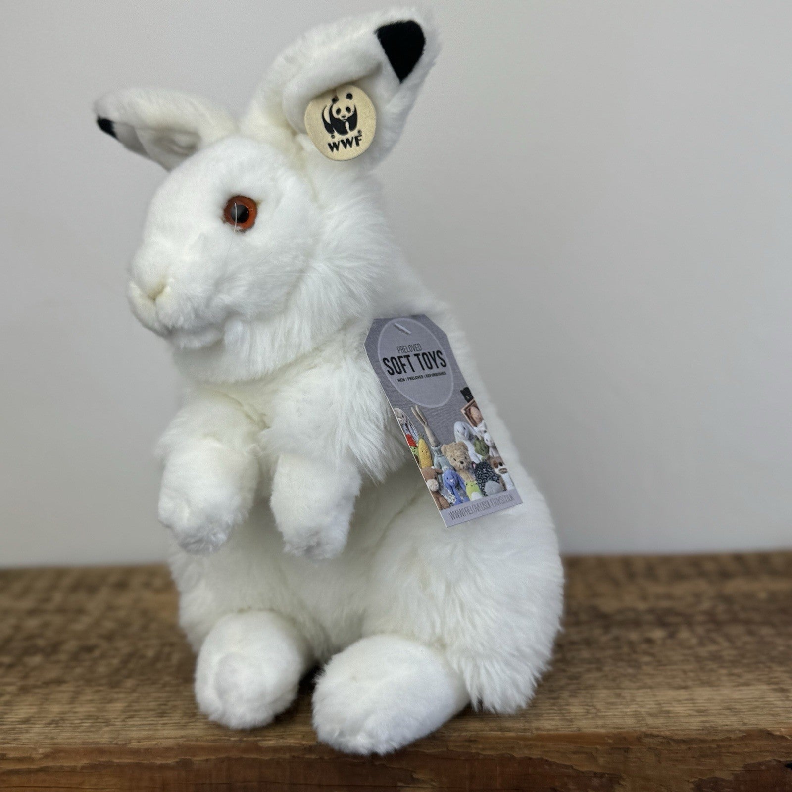 WWF Arctic White Snow Hare Soft Toy - Bon Ton Toys Rabbit Beanie Realistic 12"