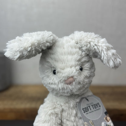 Jellycat Medium Fuddlewuddle Grey Bunny Rabbit - Texture Sitting Bunny 9” Rare