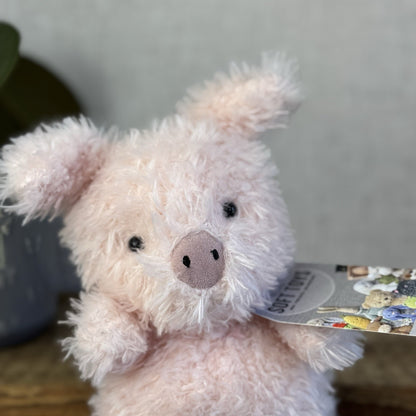 Jellycat Little Pig - Fluffy Pink Piglet Soft Toy Small Curly Fur Retired 7"