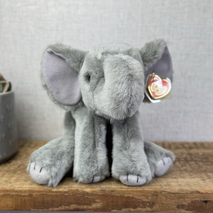 TY Classic Beanie Buddies Spout - Grey Beanbag Plush Elephant Grey 1997