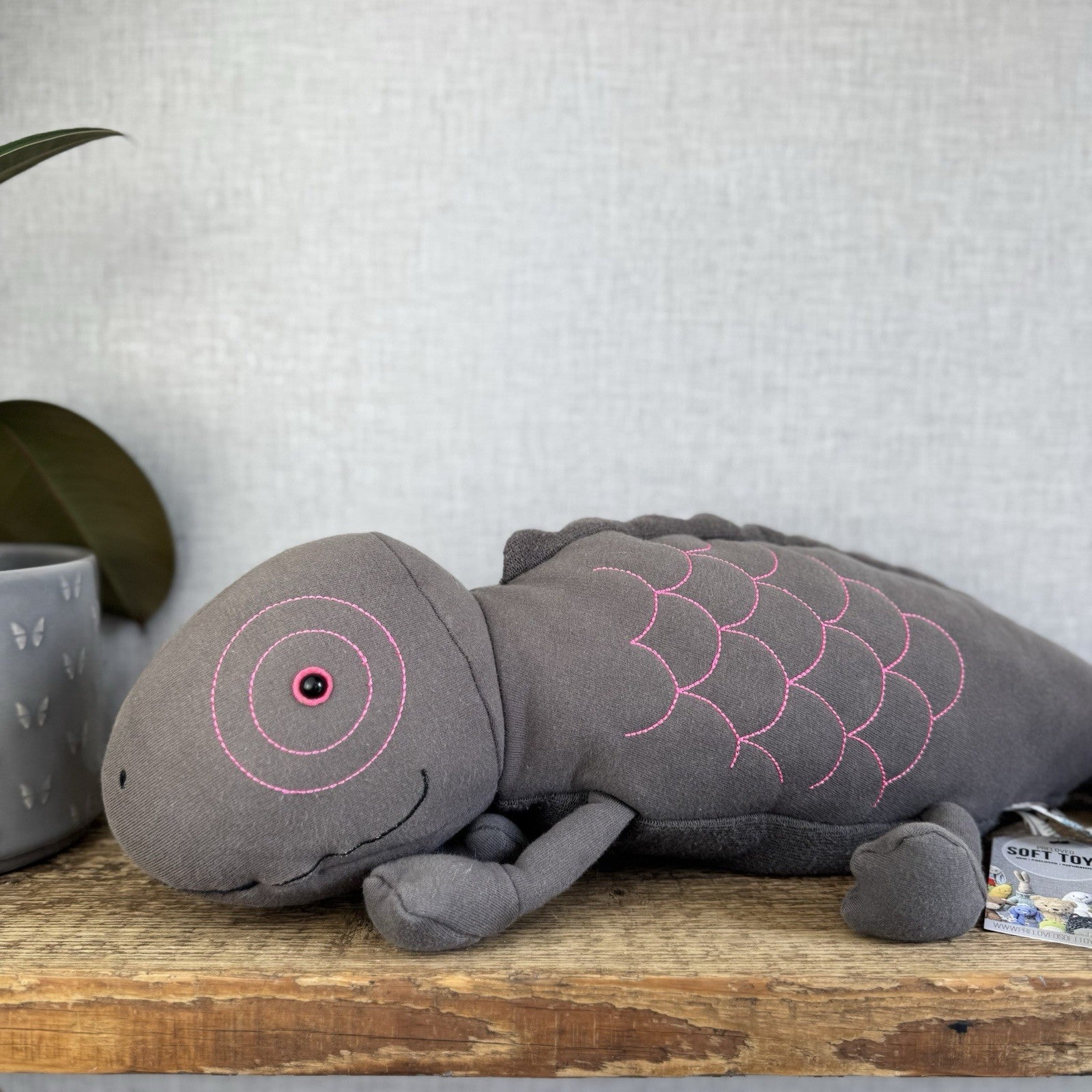 Jellycat Zaggy Chameleon - Green Chameleon Soft Toy Beanie Large Grey/Pink 19”