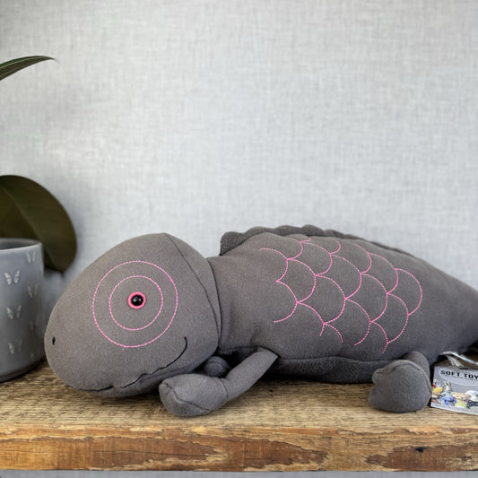 Jellycat Zaggy Chameleon - Green Chameleon Soft Toy Beanie Large Grey/Pink 19”