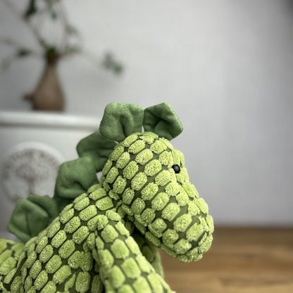 Jellycat Doppy Dino - Cordy Dino Small - Green & Dark Green 10” (1)