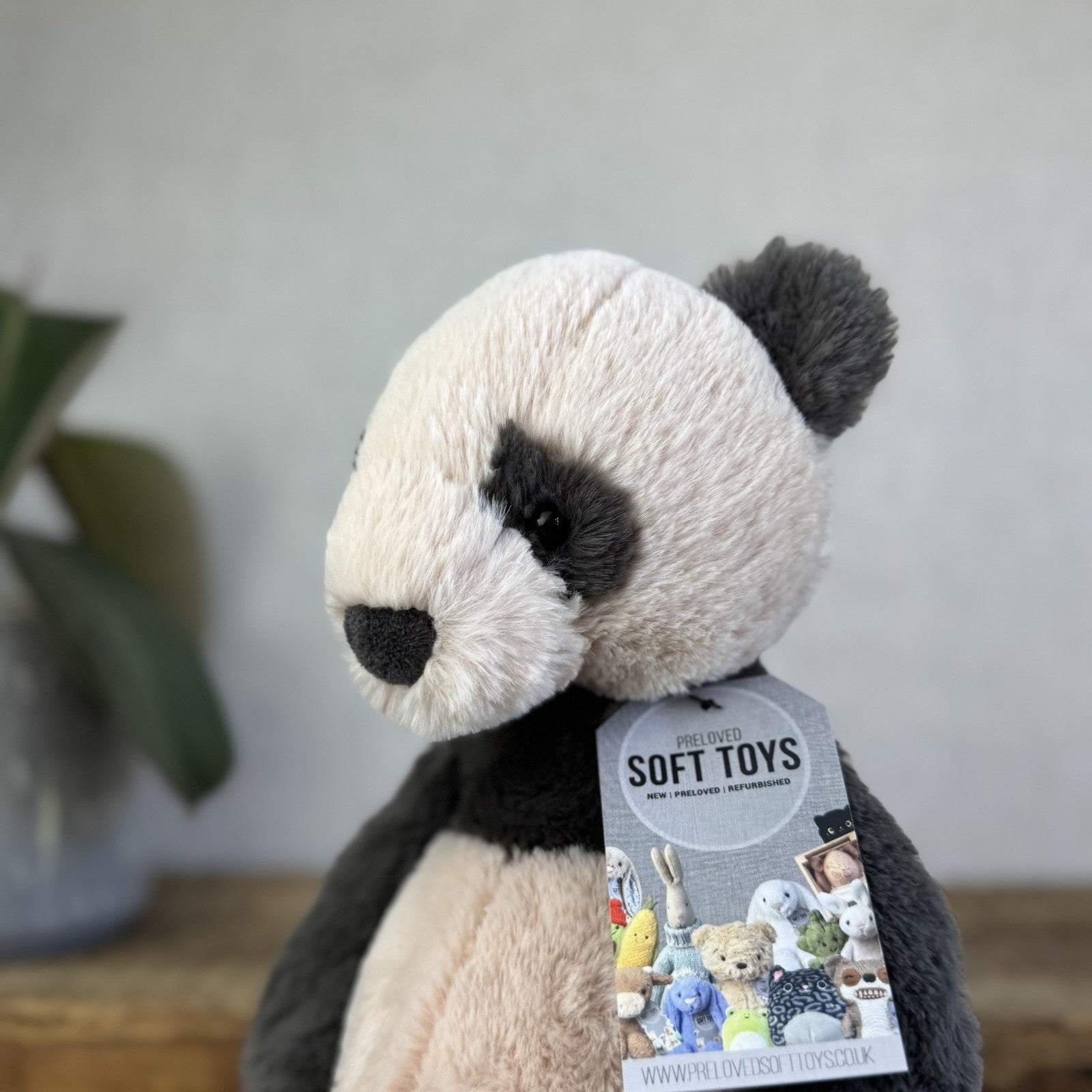 Jellycat Medium Puffles Panda - Super Soft Sitting Cream & Black Panda 13" (#2)