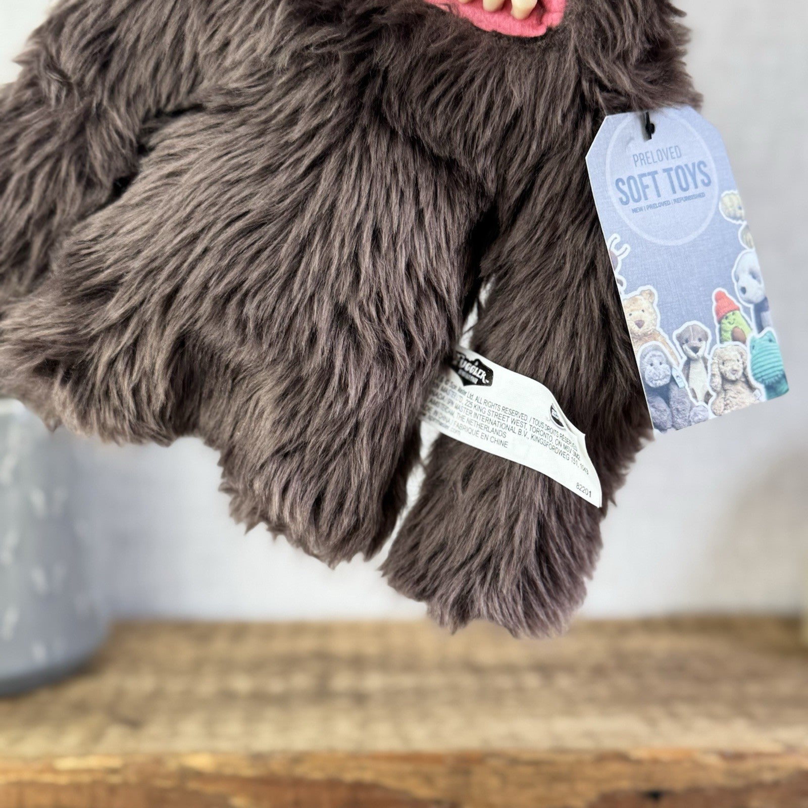 Fuggler Funny Ugly Monster Sashquoosh Rare Retired Button Eyes Brown Fluffy 