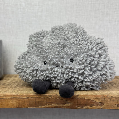 Jellycat Amuseable Storm Cloud - Grey Grumpy Cloud Plush Beanie NWT 10"