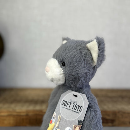 Jellycat Sweetie Kitten - Small Fluffy Light Grey Beanie Kitten White Face (#2)