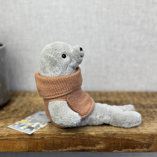 Jellycat Cozy Crew Seal - Seal Beanie In A Jumper Poloneck Plush Retired  8"