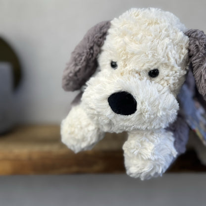 Jellycat Tumblie Sheepdog Grey & White Laying Puppy Dog Soft Toy Plush 14” (#3)