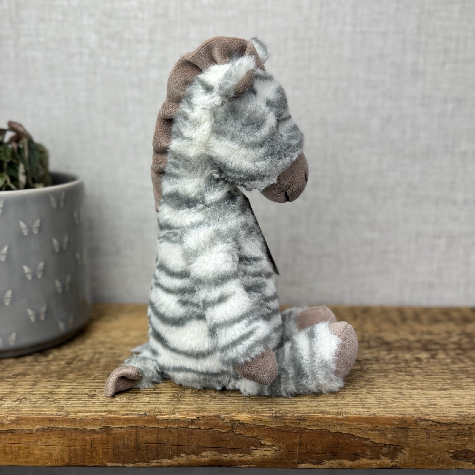 Jellycat Medium Fluffles Zebra - Retired Fluffy Grey/White Zebra Plush 12" 