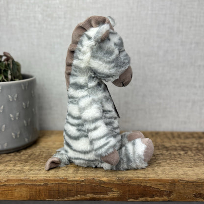 Jellycat Medium Fluffles Zebra - Retired Fluffy Grey/White Zebra Plush 12" 
