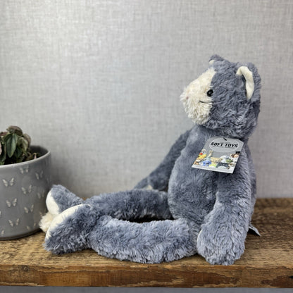 Jellycat Medium Pickles Cat - Vintage Grey Cat Beanie Retired (imperfect) 18"