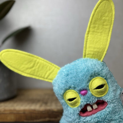 Fuggler Rabid Rabbit Snuggler Edition - Blue Bunny Funny Ugly Monster Plush 