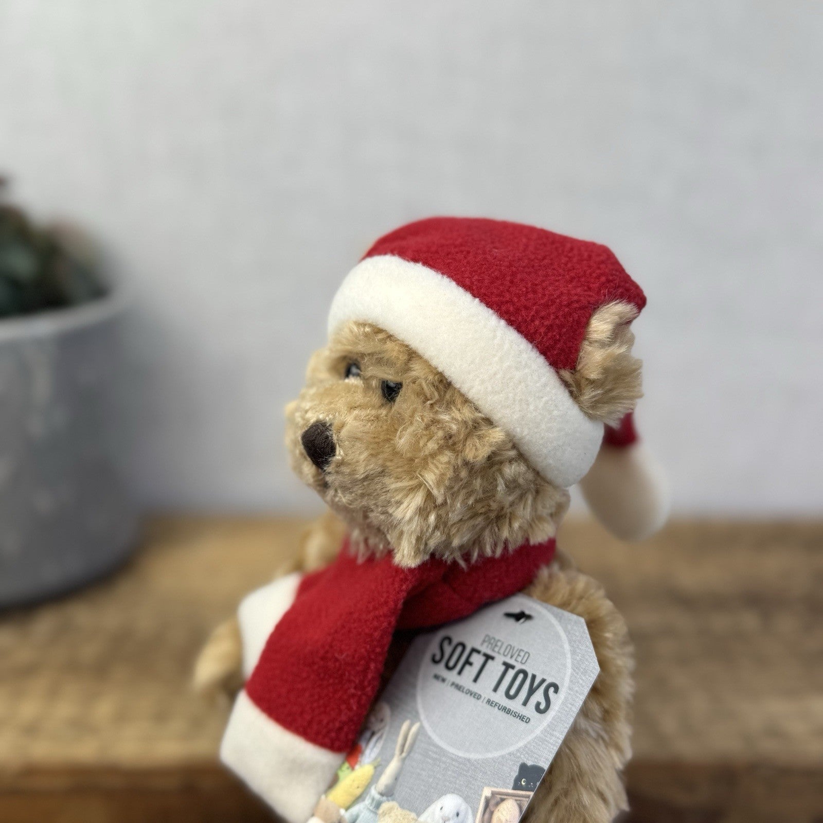 John Lewis Christmas Bear - Small Bear Christmas Hat & Scarf Beanie 2009 9"