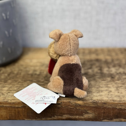 Russ Berrie Mini Beanie Schnauzer Dog Holding Heart - Miniature Soft Toy Tags 