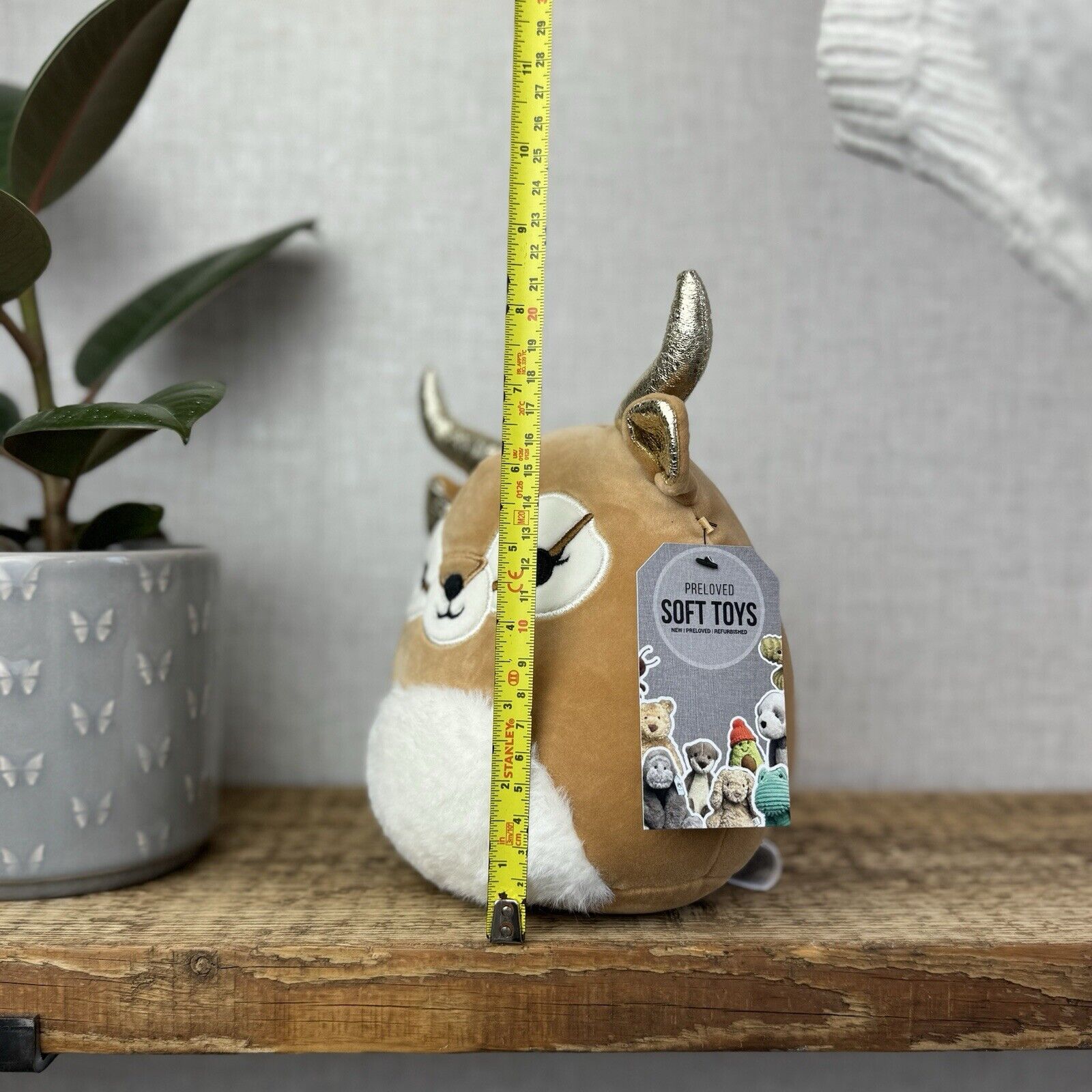 Squishmallow Kieli The Antelope - Brown Deer Gold Horns Soft Plush Squishy 7.5”