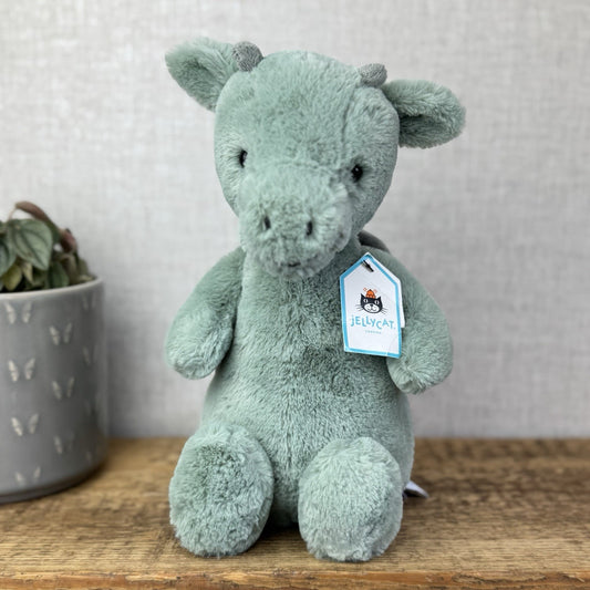 Jellycat Medium Bashful Dragon - Light Green/sage Dragon Soft Toy With Tags