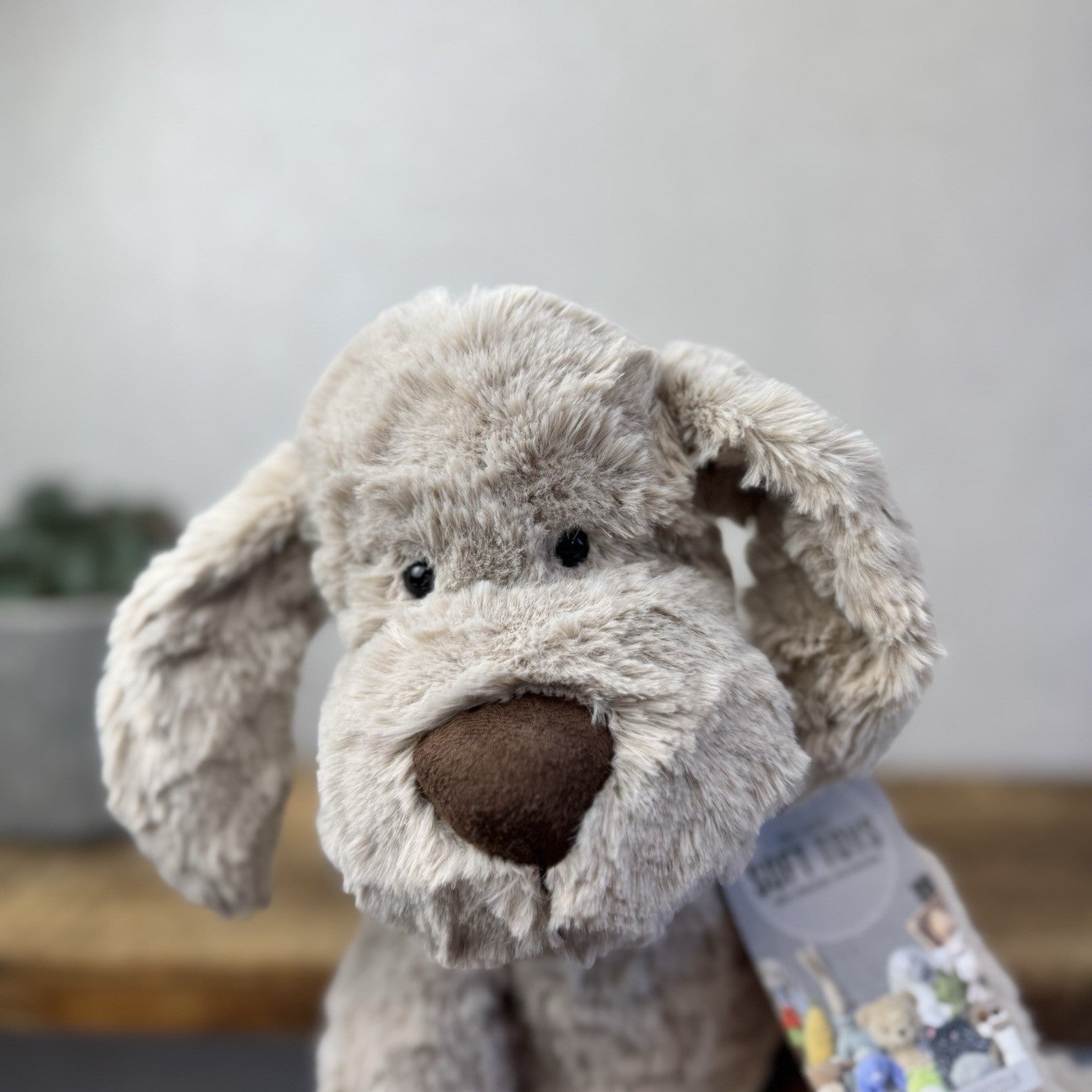 Jellycat Large Riley Fuddlewuddle Pup - Light Grey White Company Exclusive 12"