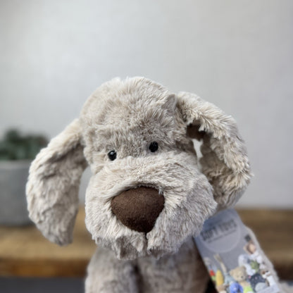 Jellycat Large Riley Fuddlewuddle Pup - Light Grey White Company Exclusive 12"