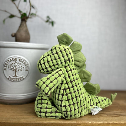 Jellycat Doppy Dino - Cordy Dino Small - Black & Green 10” (version 2)