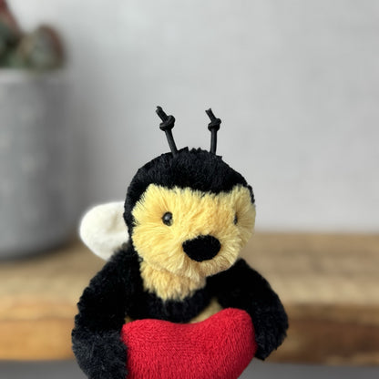 Jellycat Tiny Bumble Bee Holding A Heart - Tiny Bee NWOT - Rare Retired 5"